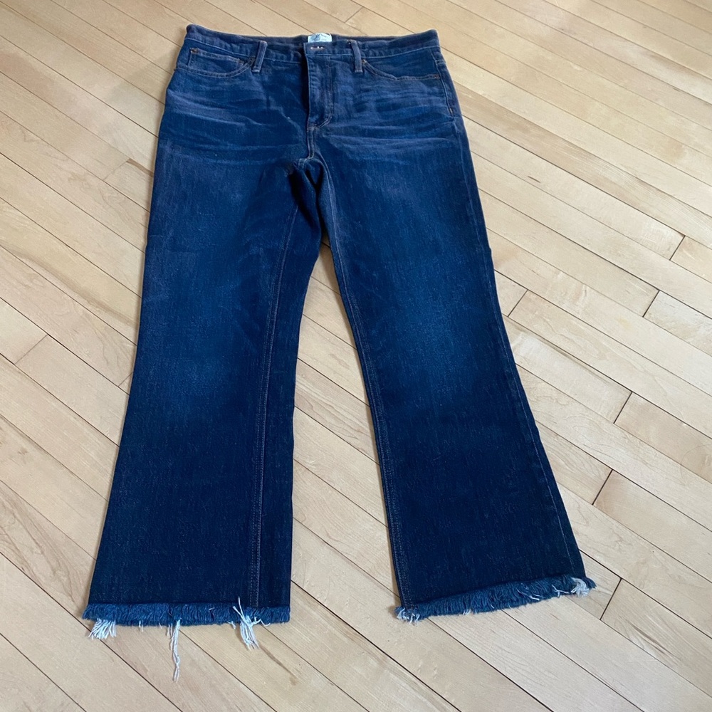 J. Crew Dark Blue Wide-Leg Cropped Jeans